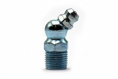 Пресс-маслёнка угловая 45° 1/8"х28 BSP (DIN 71412, Н2) HIMPT | Кирелис