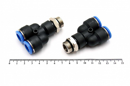 Пневмофитинг Y-образный с наружной резьбой PWT 12-03 (G3/8") HIMPT | Кирелис