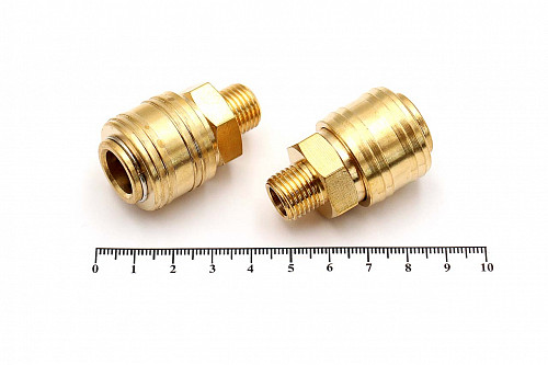 Пневмофитинг латунный БРС SM 1/4 "Мама" + наружная резьба (Евро) HIMPT | Кирелис