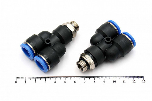 Пневмофитинг Y-образный с наружной резьбой PWT 12-02 (G1/4") HIMPT | Кирелис
