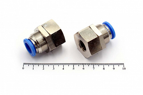 Пневмофитинг цанговый прямой с внутренней резьбой PMF 12-02 (R1/4") HIMPT | Кирелис